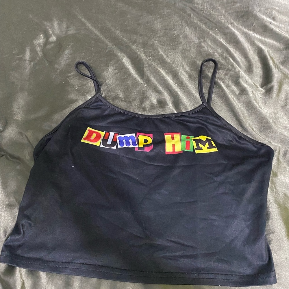Trendy Black Crop Top with Colorful Print